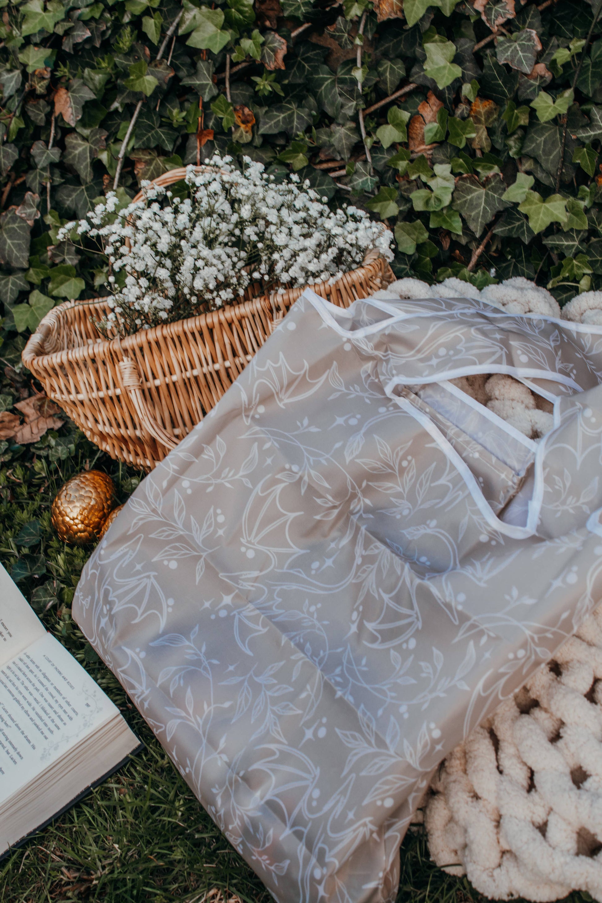 Neutral Dragons | Reusable Bookish Foldable Grocery Tote Bag