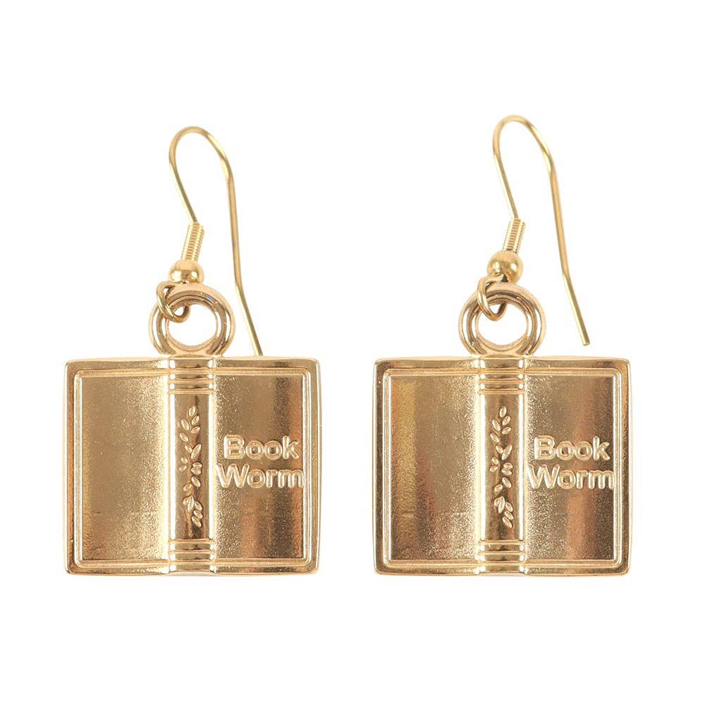 Book Worm Stainless Steel Earrings
