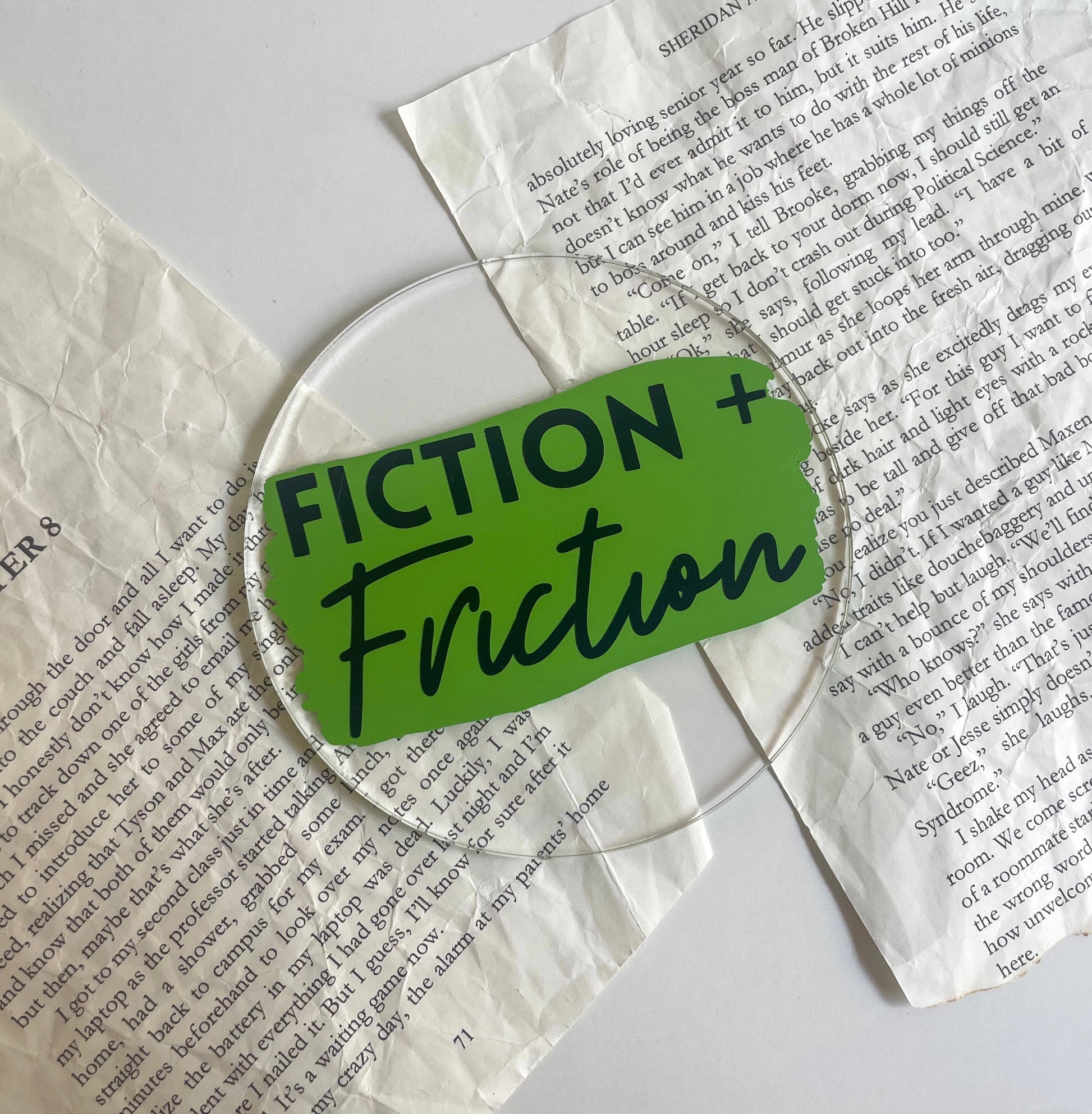 Fiction + Friction (Green) Acrylic Coaster