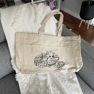 Book Hoarder Dragon: Canvas Tote Bag
