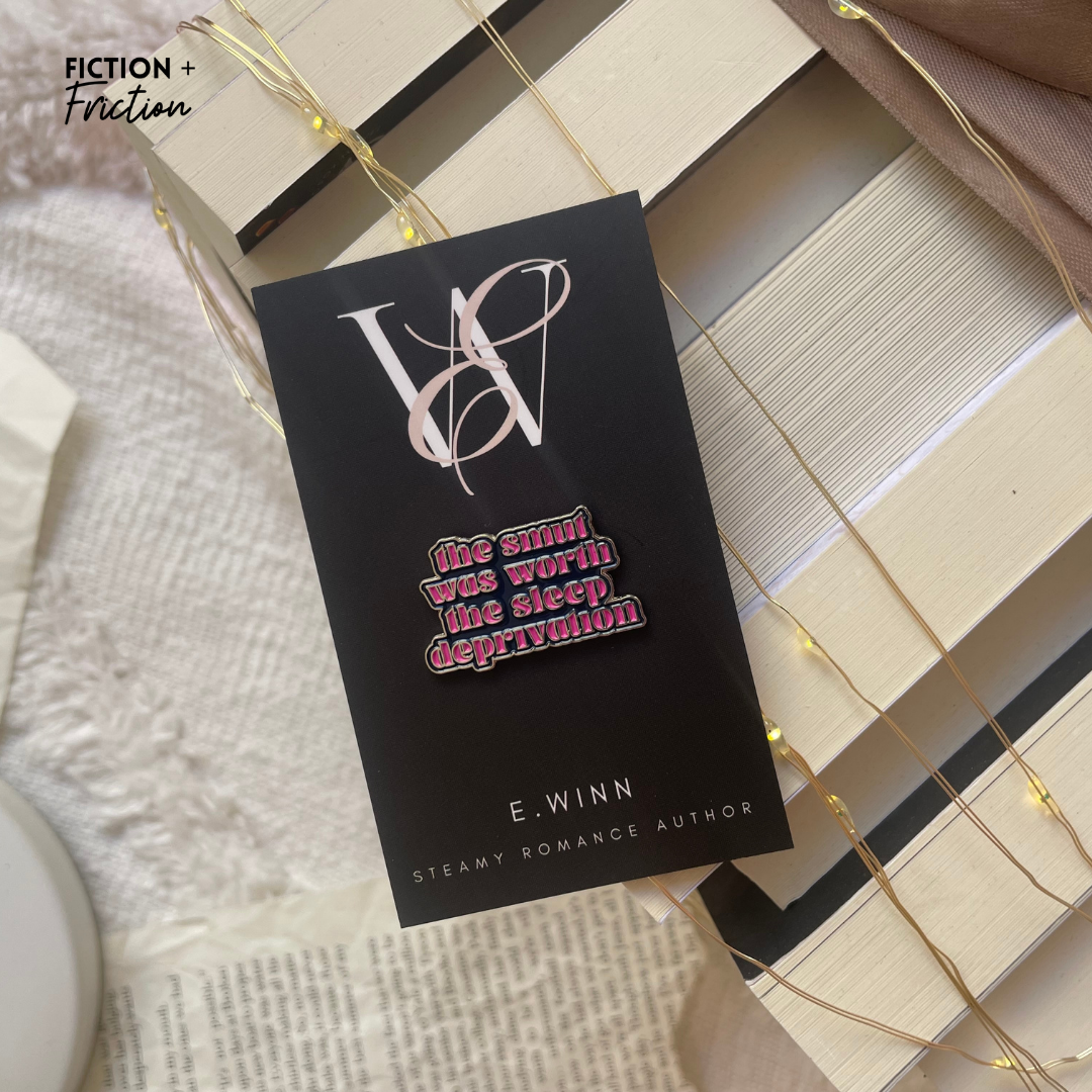 'The Smut Was Worth The Sleep Deprivation' Enamel Pin - Pink & Navy