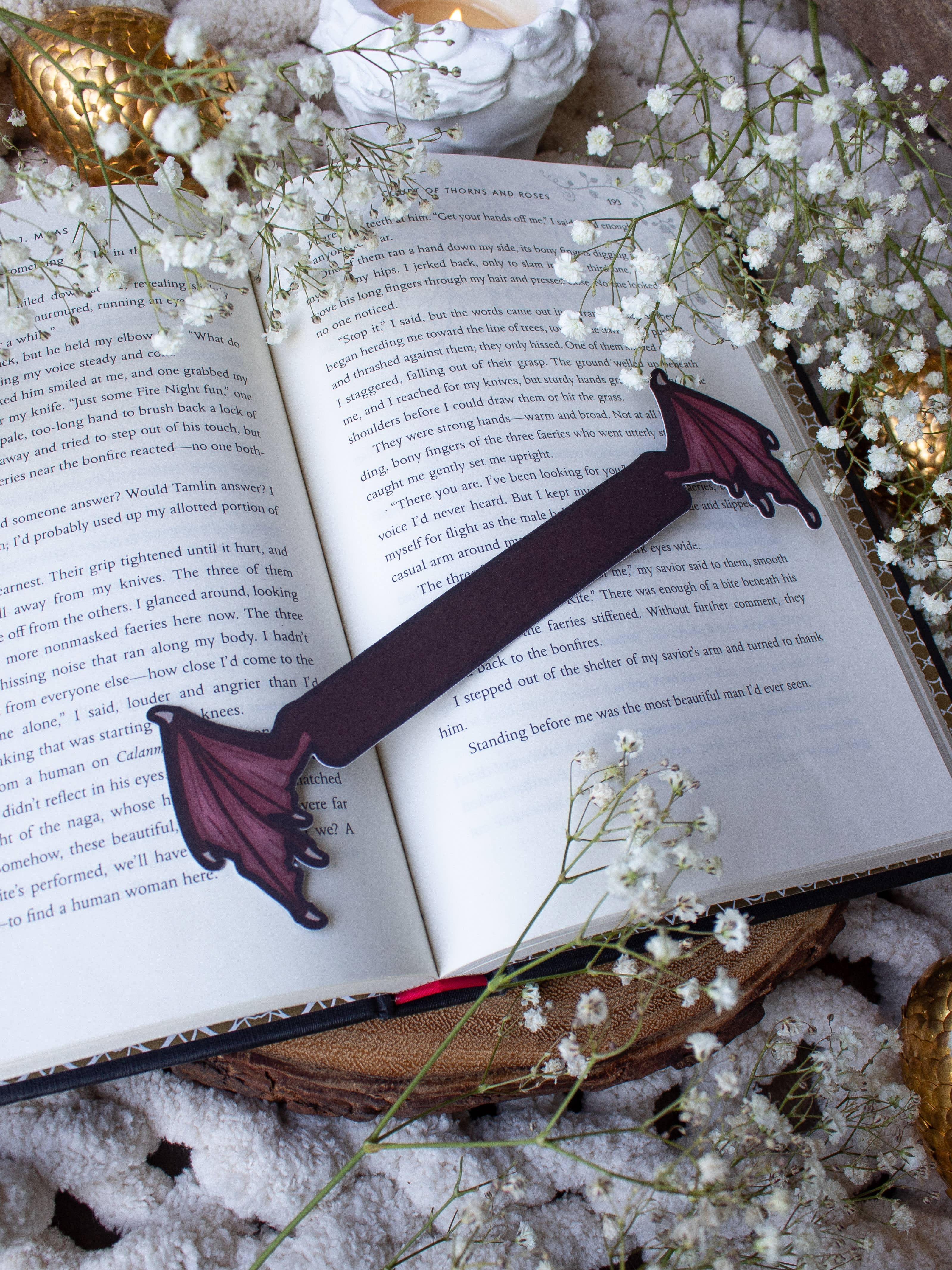 3D Dragon Wings Bookmark | Soft Touch: Yellow-Gold