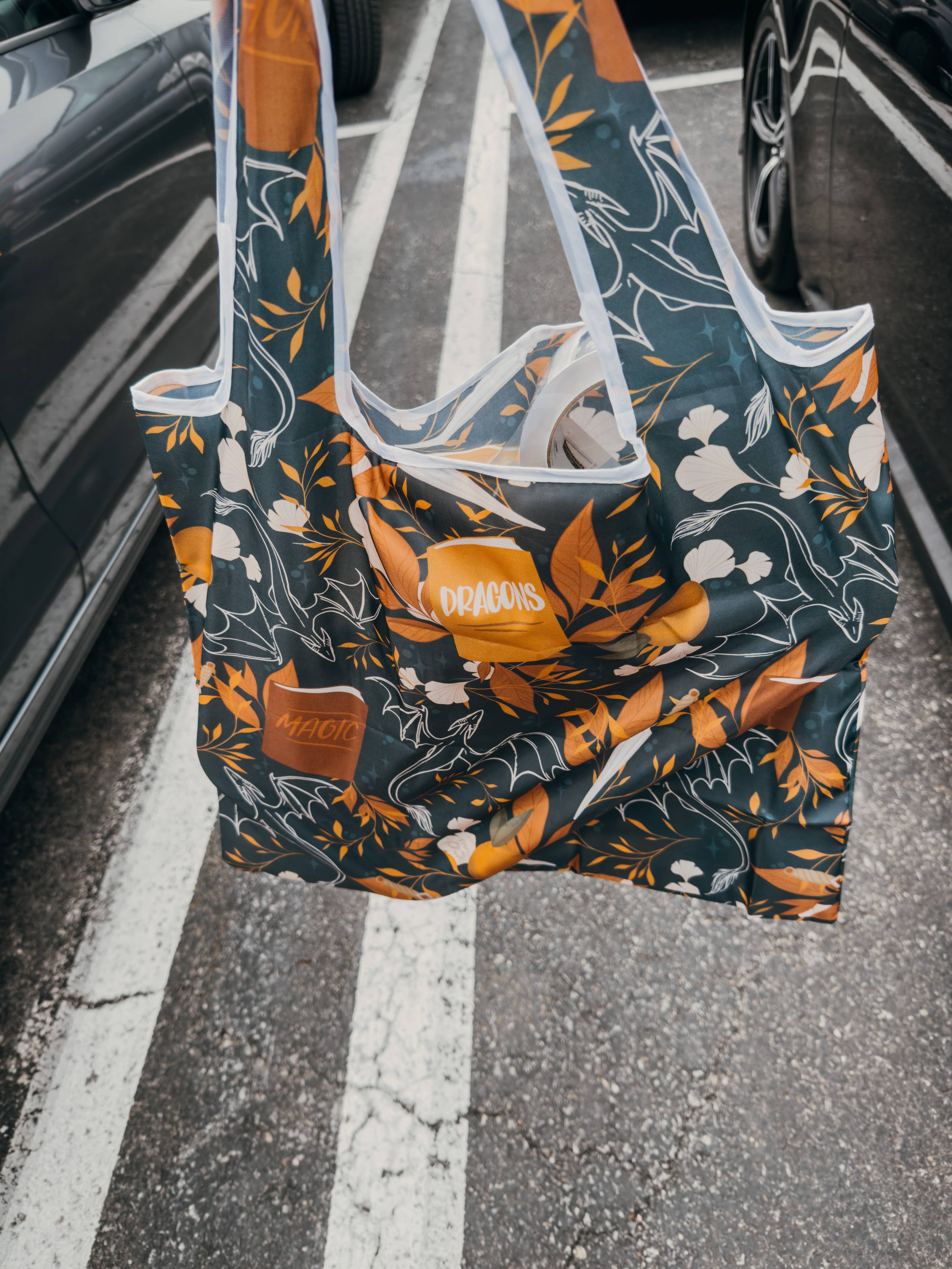 Dragons Grove | Reusable Bookish Foldable Grocery Tote Bag