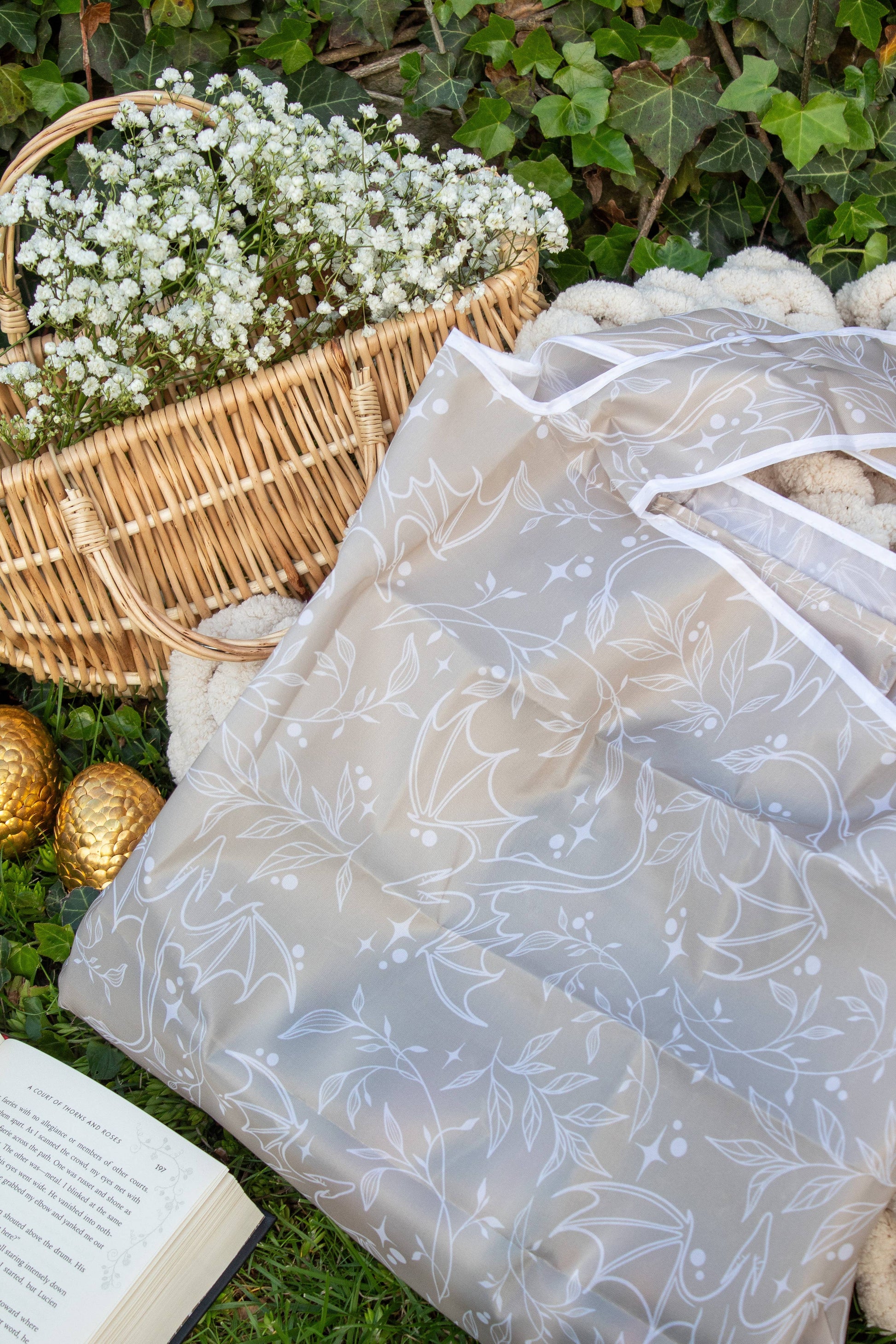 Neutral Dragons | Reusable Bookish Foldable Grocery Tote Bag