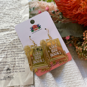 I Like Big Books Brass Dangle Earrings