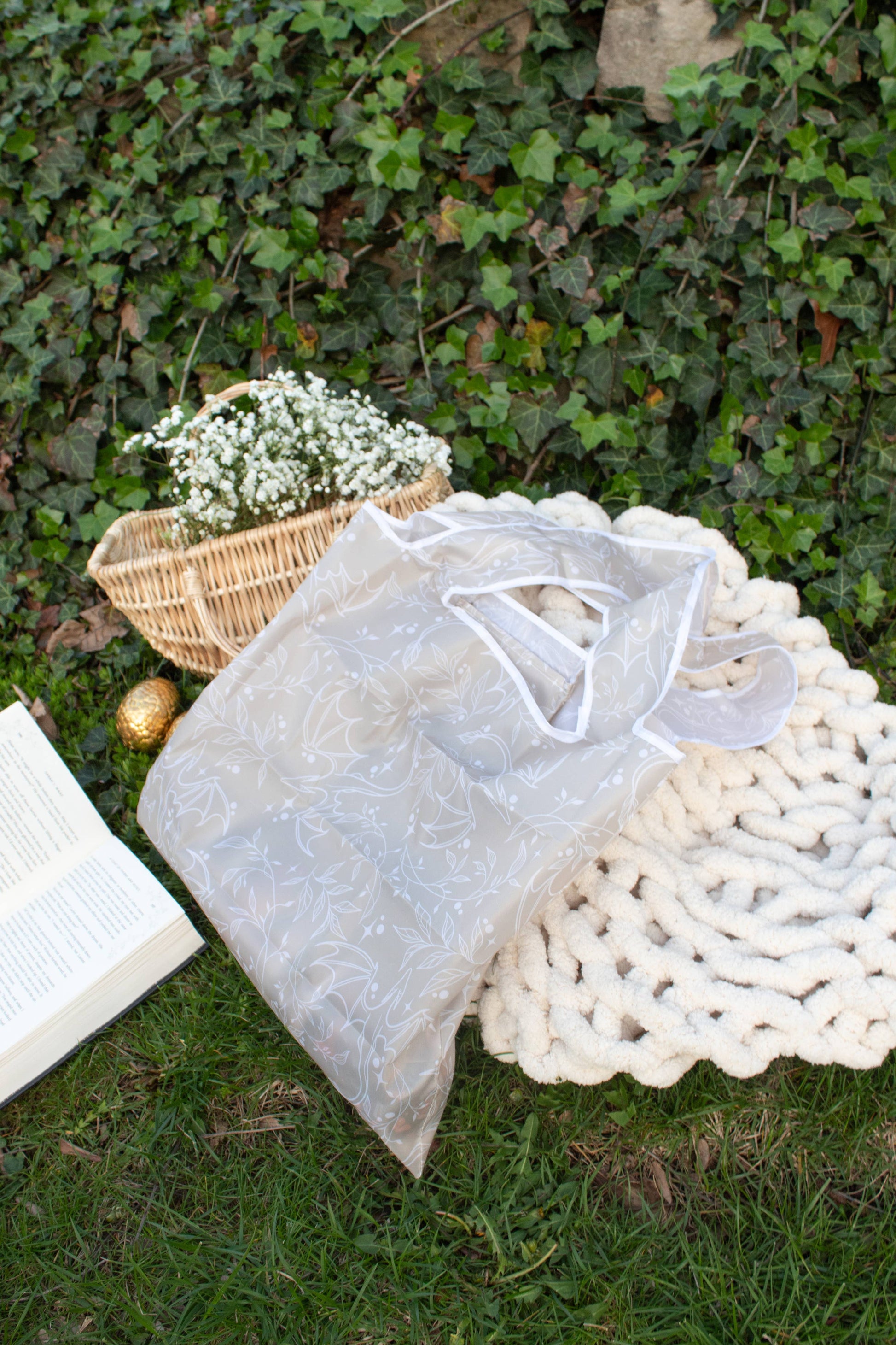 Neutral Dragons | Reusable Bookish Foldable Grocery Tote Bag