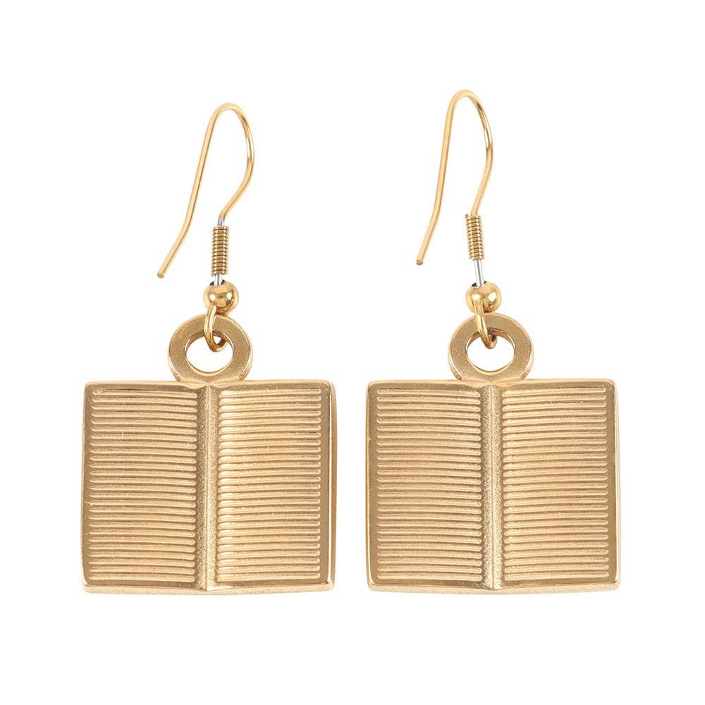 Book Worm Stainless Steel Earrings