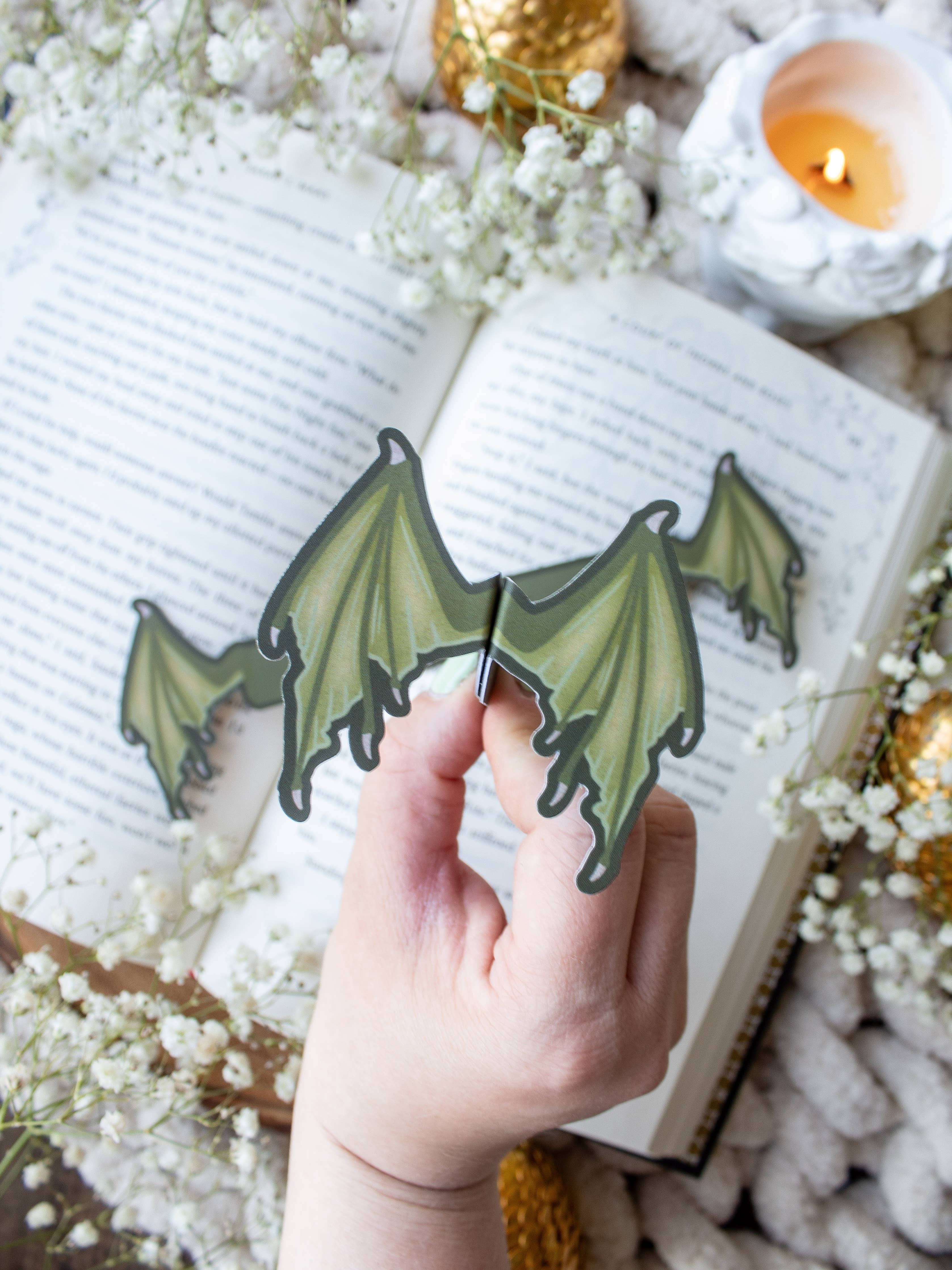 3D Dragon Wings Bookmark | Soft Touch: Yellow-Gold