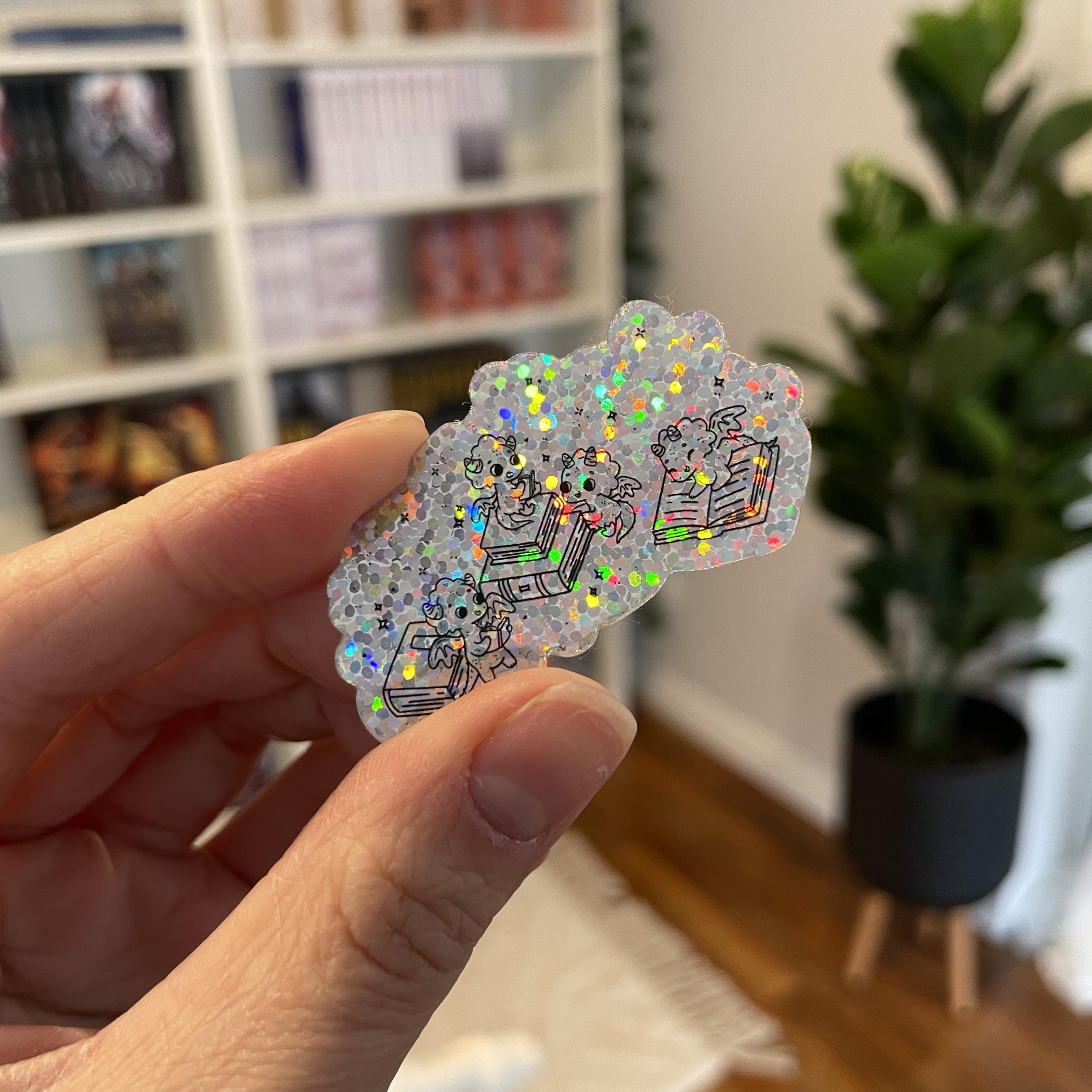 Mini Book Club Dragons - Glitter Holographic Vinyl Sticker
