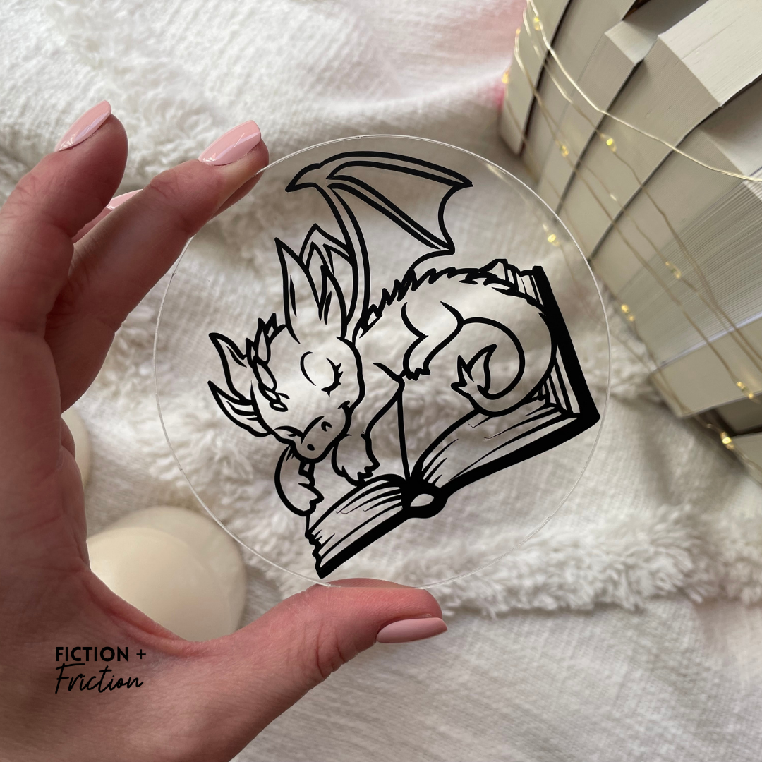 Book Dragon Acrylic Coaster