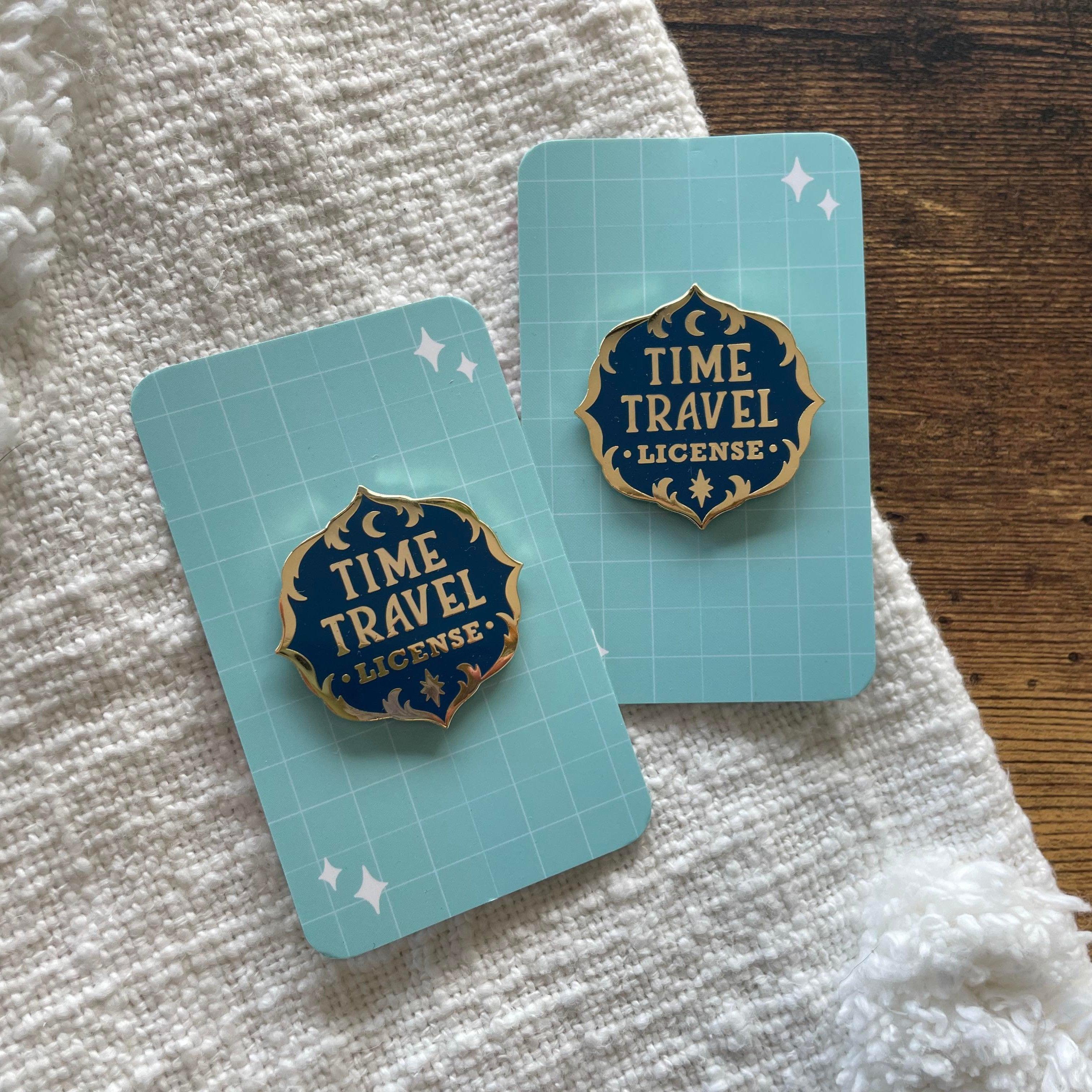 Time Travel License Enamel Pin by Rainbow Space Unicorn