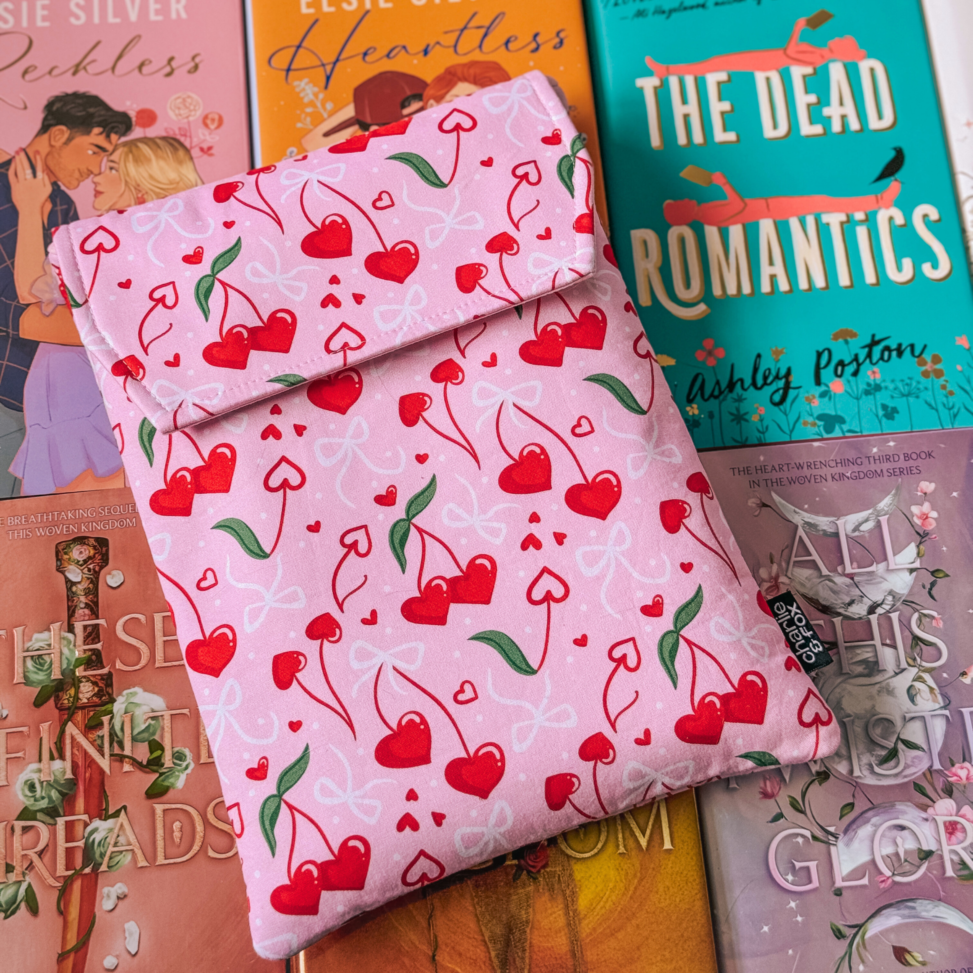 Charlie and Fox Book Sleeve - Cherry Hearts