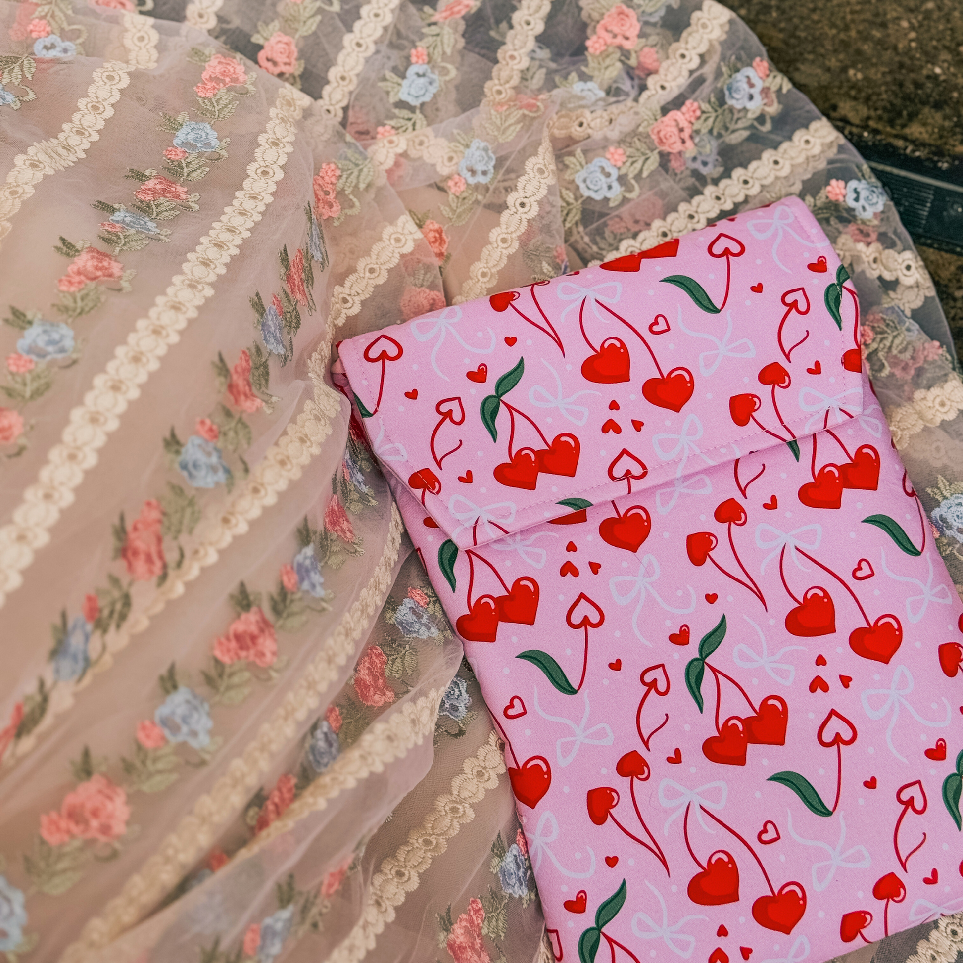 Charlie and Fox Book Sleeve - Cherry Hearts