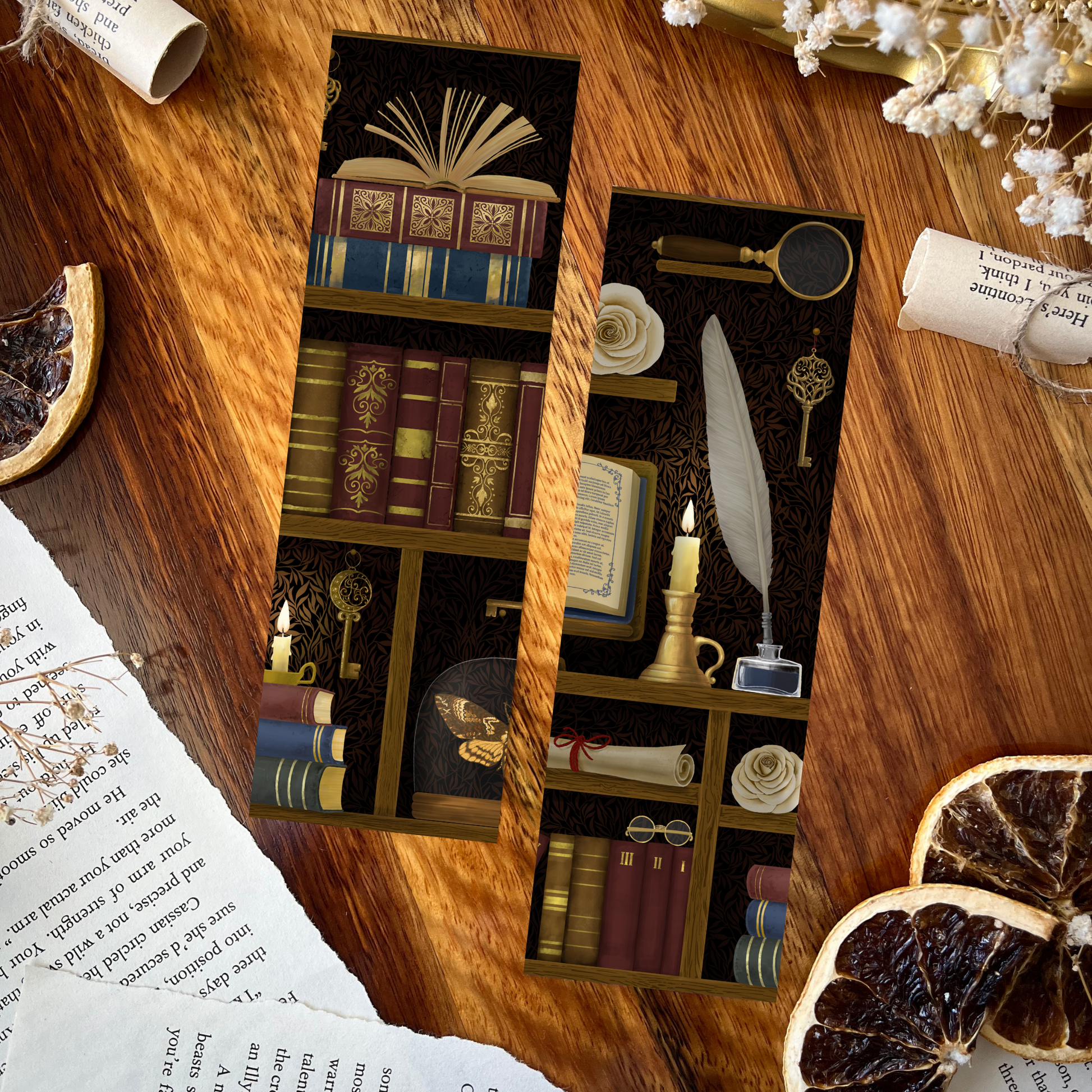 Charlie and Fox Double-Sided Bookmark - Dark Academia (classic)
