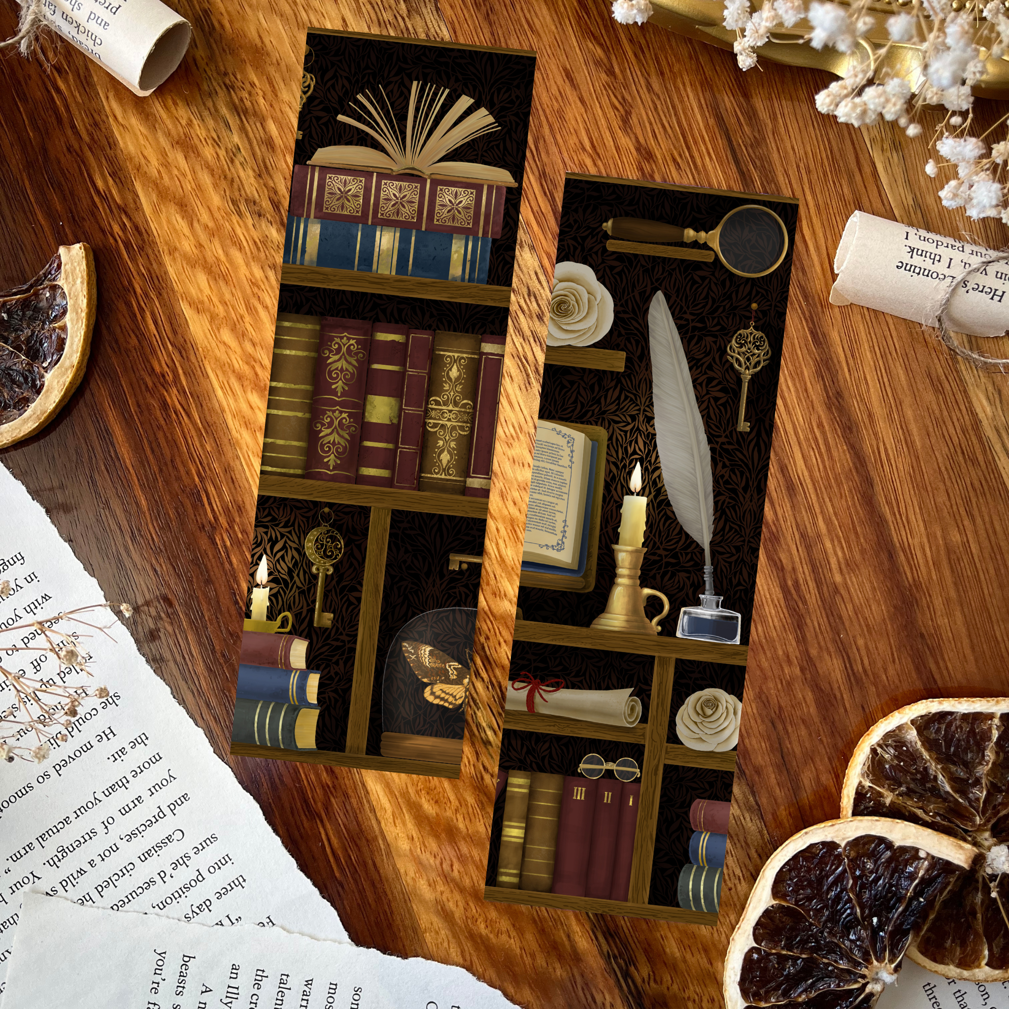 Charlie and Fox Double-Sided Bookmark - Dark Academia (classic)