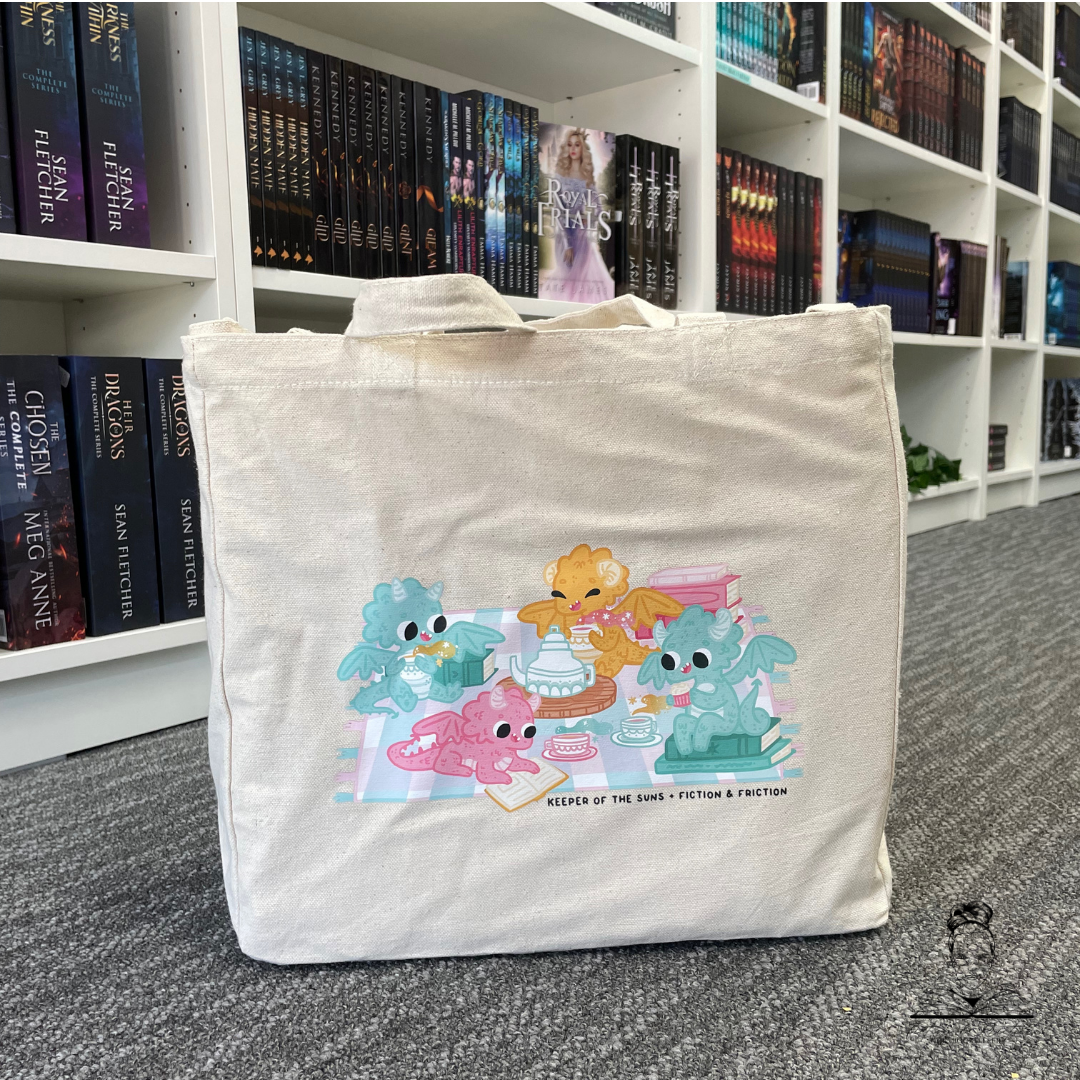 Picnic Book Dragon: Wide Gusset Tote Bag