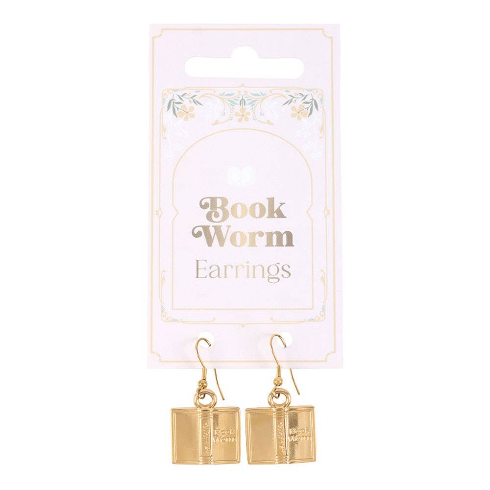 Book Worm Stainless Steel Earrings