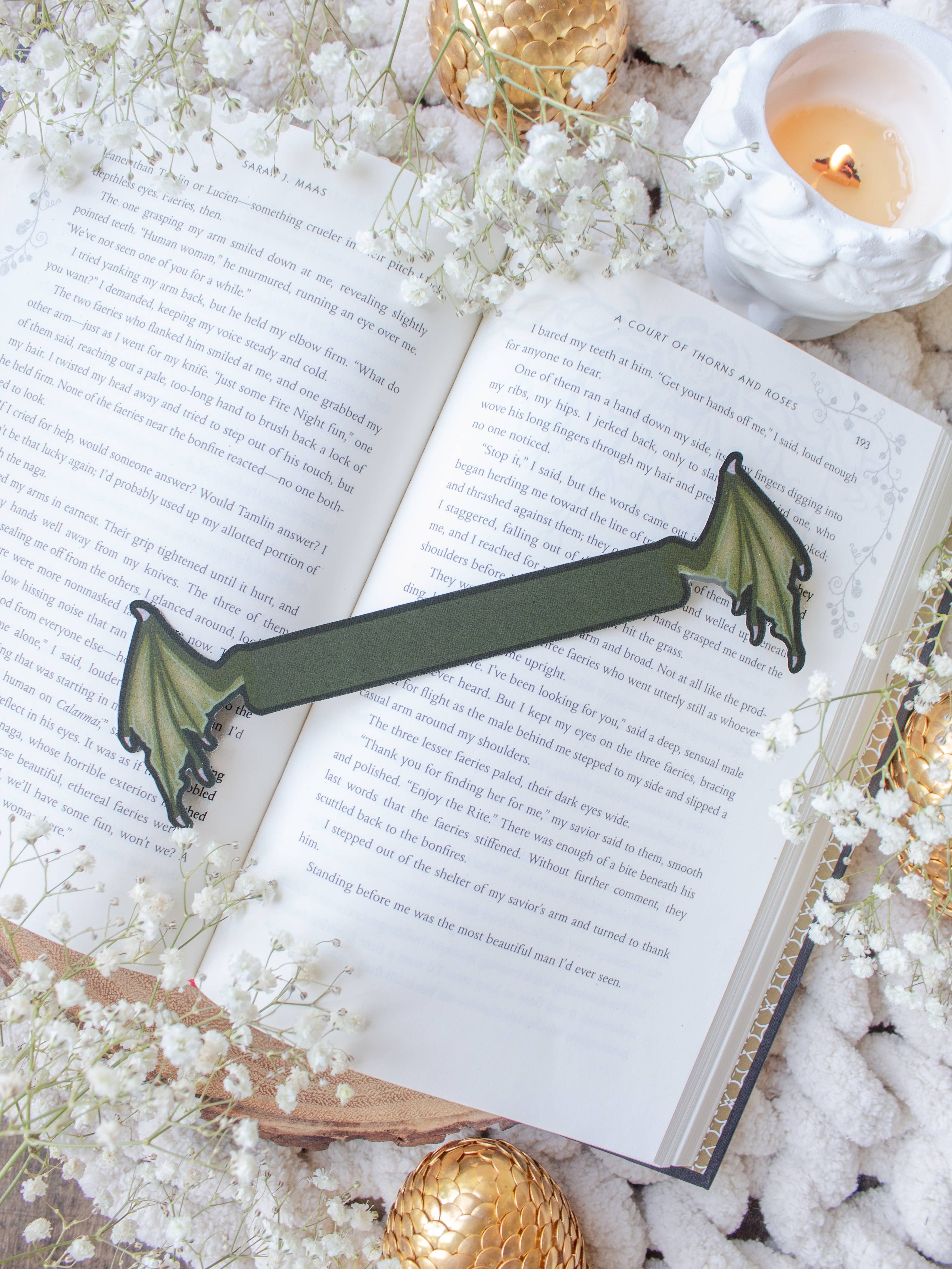 3D Dragon Wings Bookmark | Soft Touch: Yellow-Gold