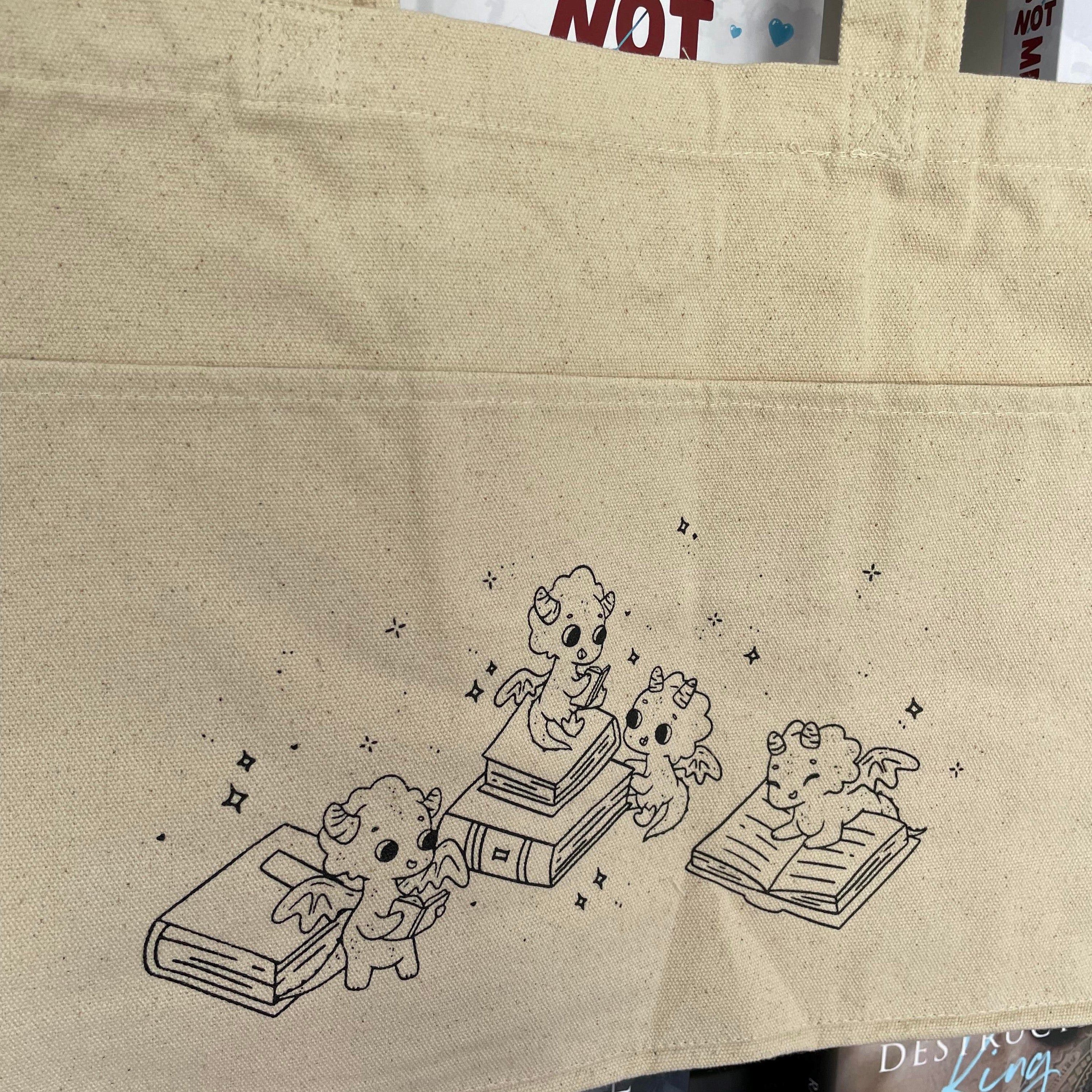 Book Dragon: Canvas Tote Bag