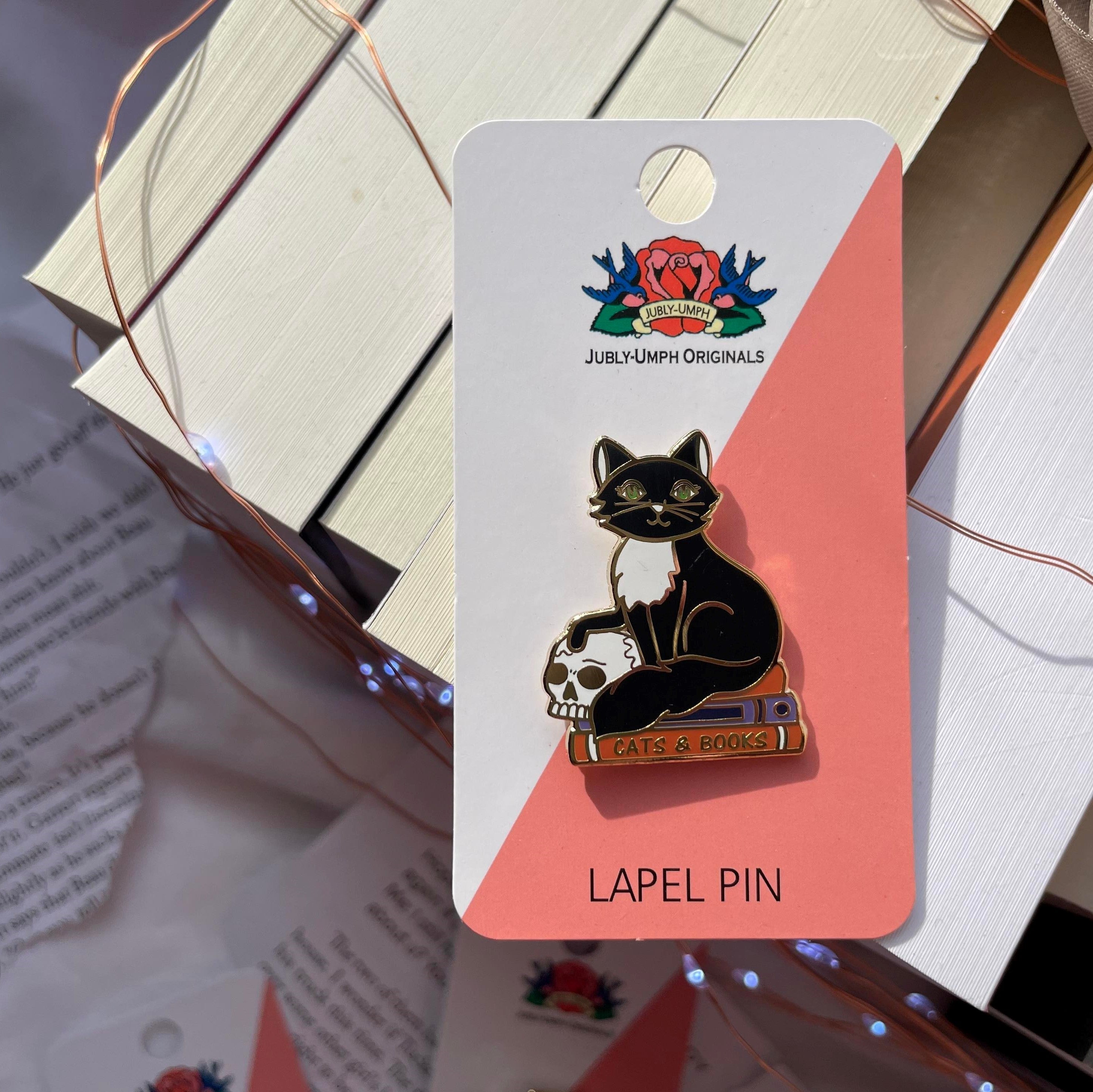 Cats and Books Pin