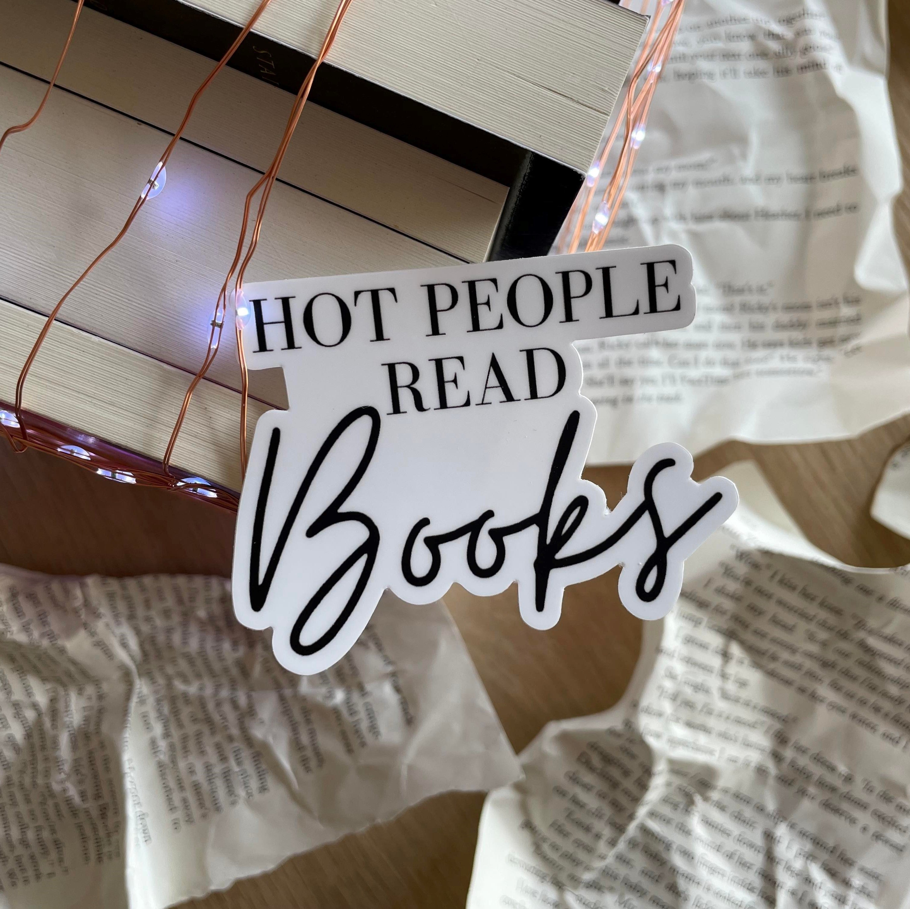 Hot People Read Books (Black) - Vinyl Sticker