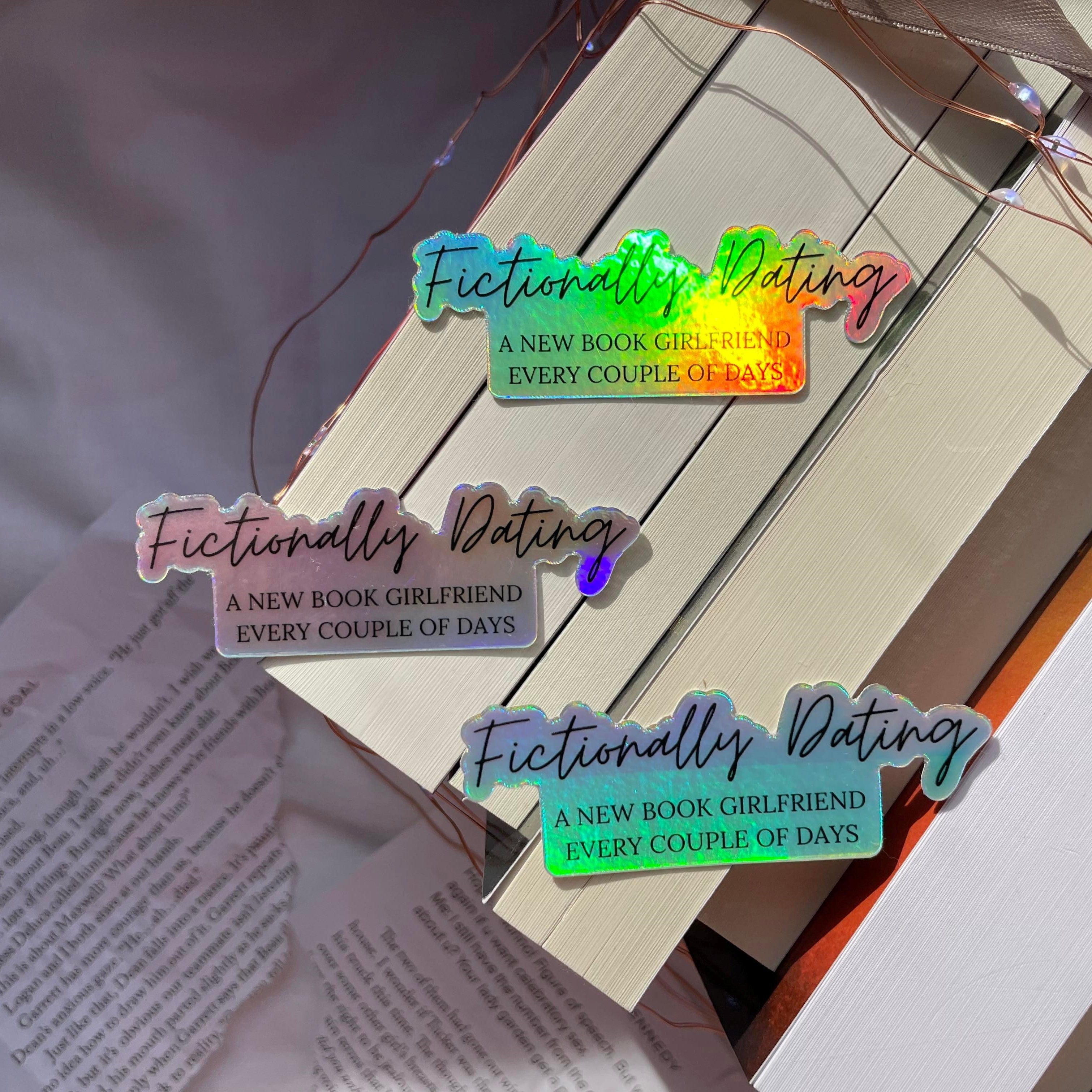 Fictionally Dating (Book Girlfriend) - Holographic Vinyl Sticker