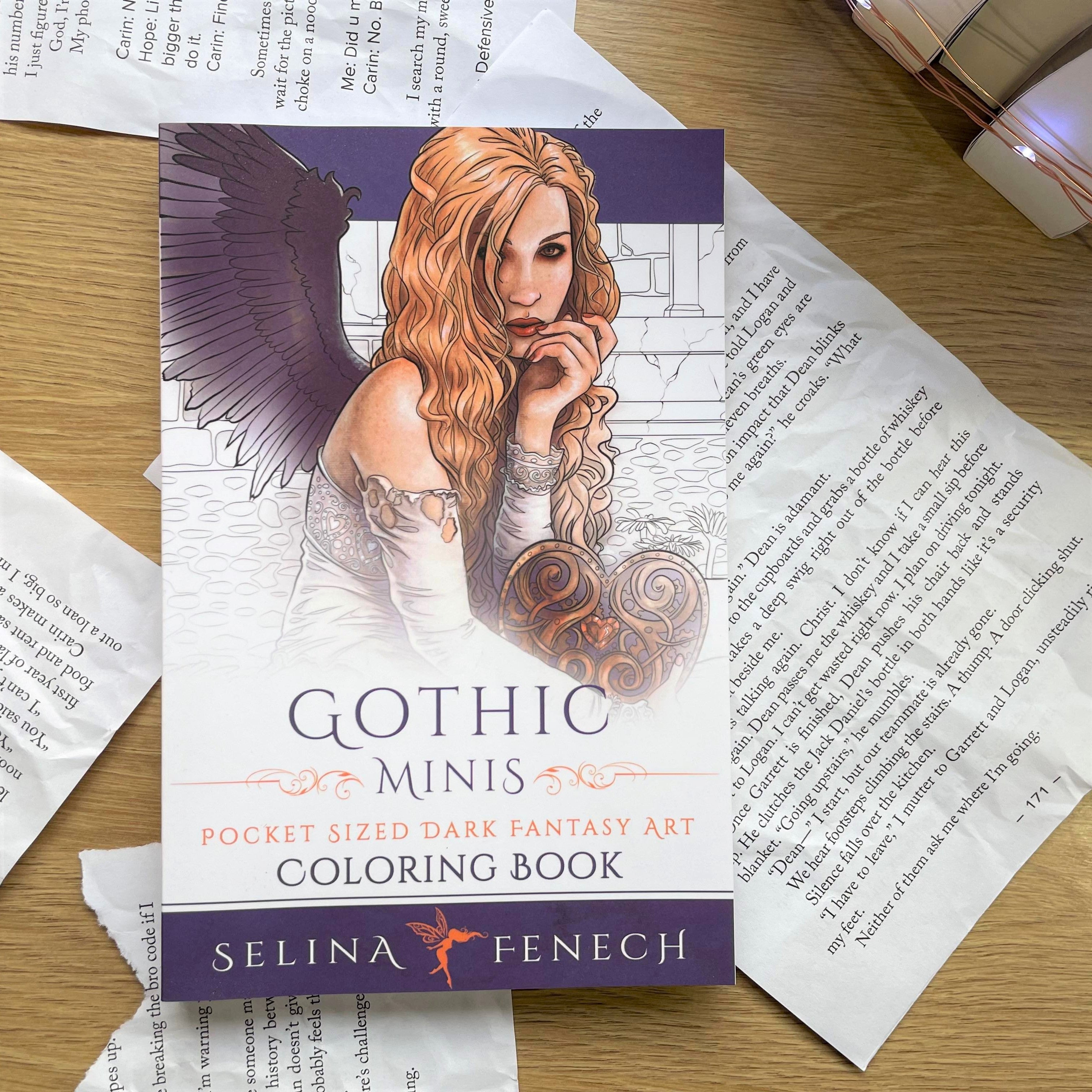 Gothic Minis - Pocket Sized Dark Fantasy Colouring Book by Selina