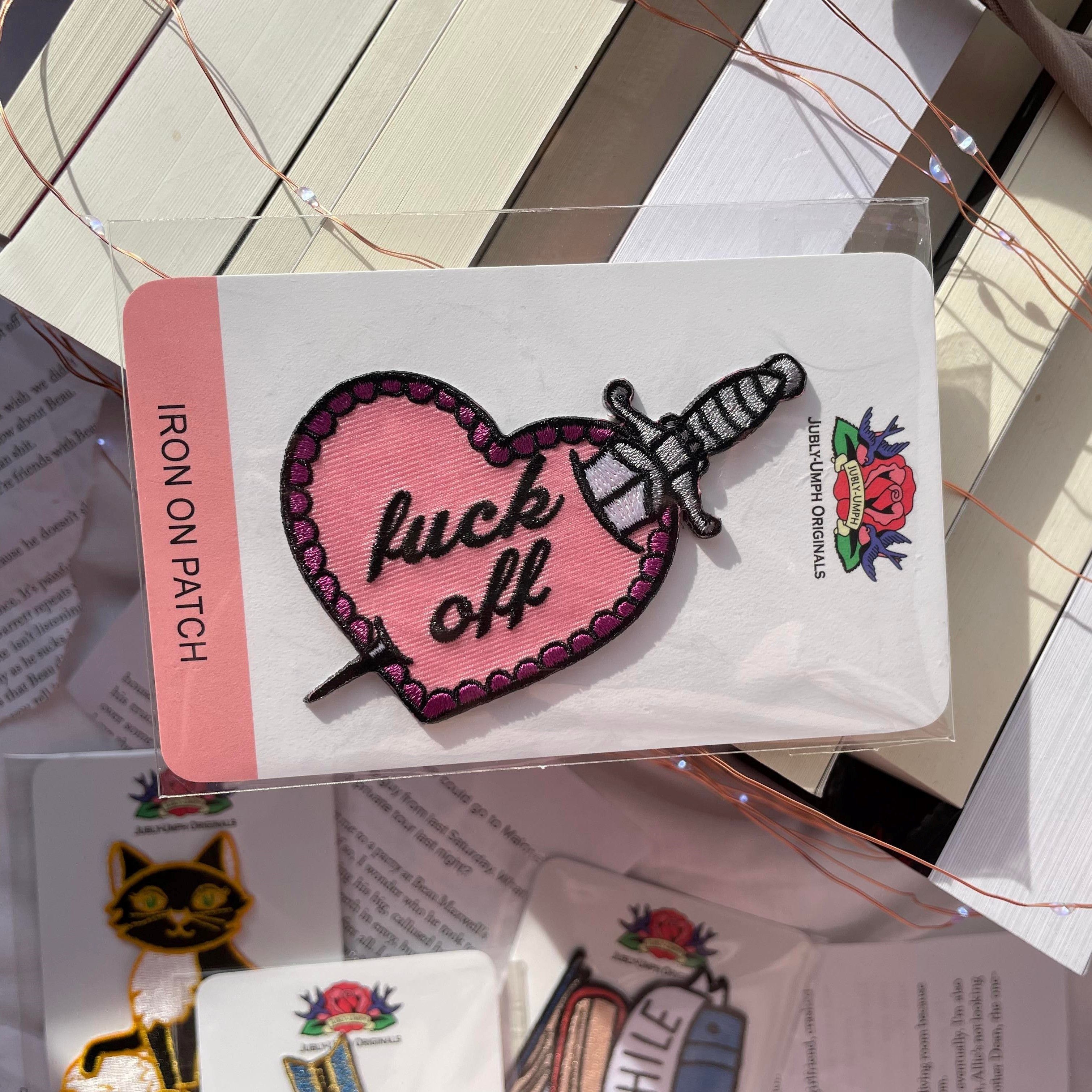 Fuck Off Stiletto Heart Embroidered Patch