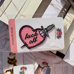Fuck Off Stiletto Heart Embroidered Patch